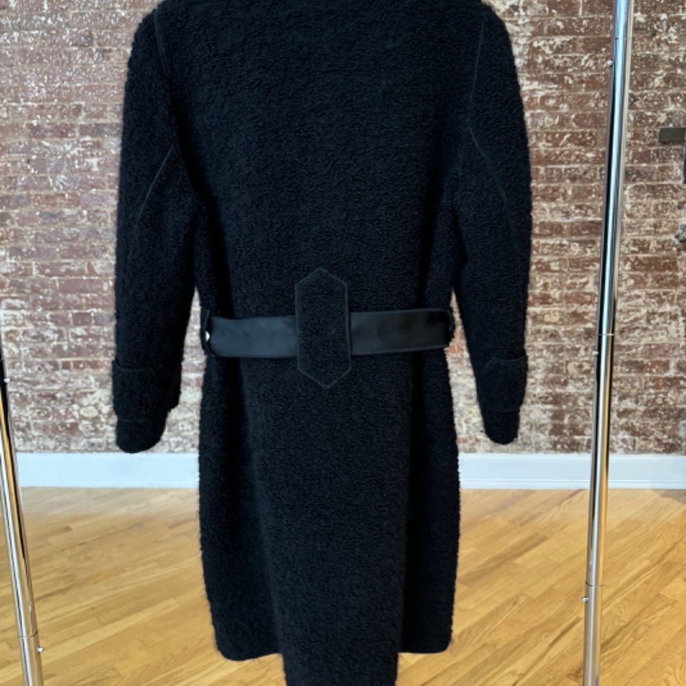 DOLCE & GABBANA - Black Wool/Mohair/Alpaca Coat with Leopard lining - Picture 3 of 15